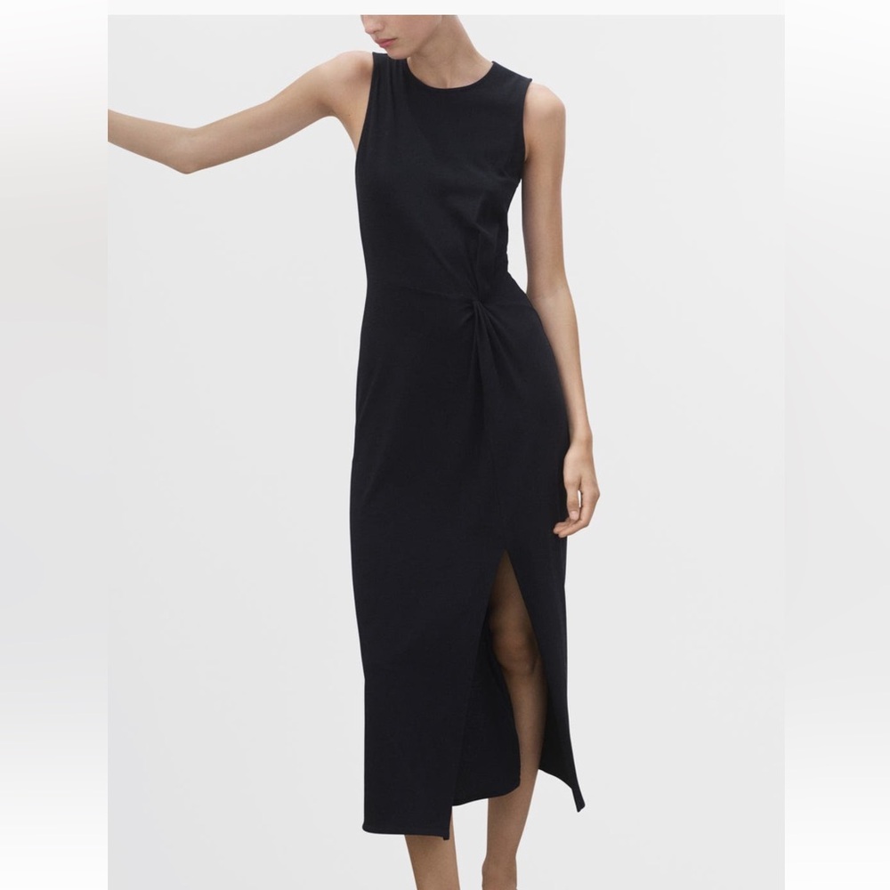 Mango black sleeveless midi dress